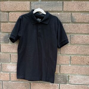Kids Black Polo Shirt - Slim Short Sleeve Size Medium